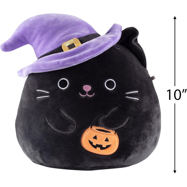 10" Black Cat Witch Collectible Soft Stuffed Animal Toy for Kids Girls Boys