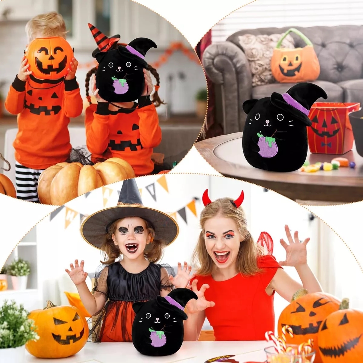 Halloween Black Cat Cat Animals Plush Toy with Witch Hat