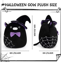 Halloween Witch Plush Pillow Cute Black Cow Stuffed Animal Toy