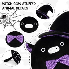 Halloween Witch Plush Pillow Cute Black Cow Stuffed Animal Toy