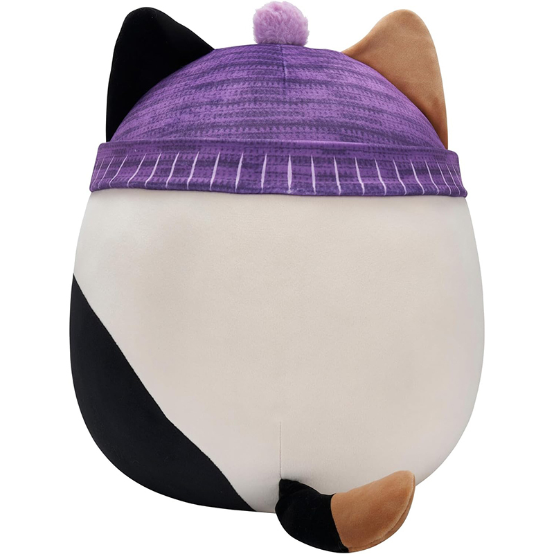 14-Inch Large Ultrasoft Plush Calico Cat with Purple Hat