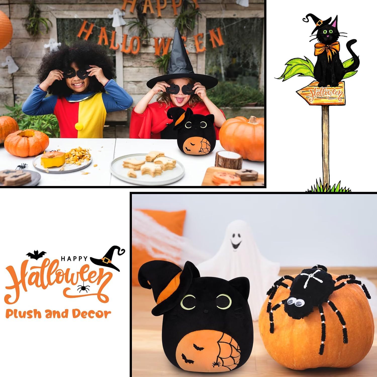 Halloween Stuffed Halloween Black Cat Doll Toy for All Ages