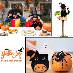 Halloween Stuffed Halloween Black Cat Doll Toy for All Ages