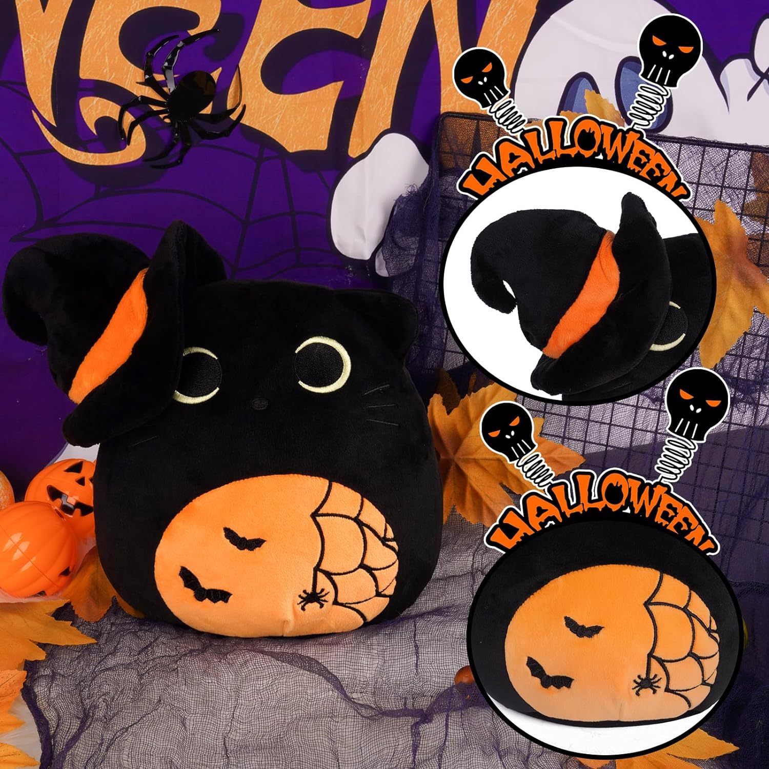Halloween Stuffed Halloween Black Cat Doll Toy for All Ages