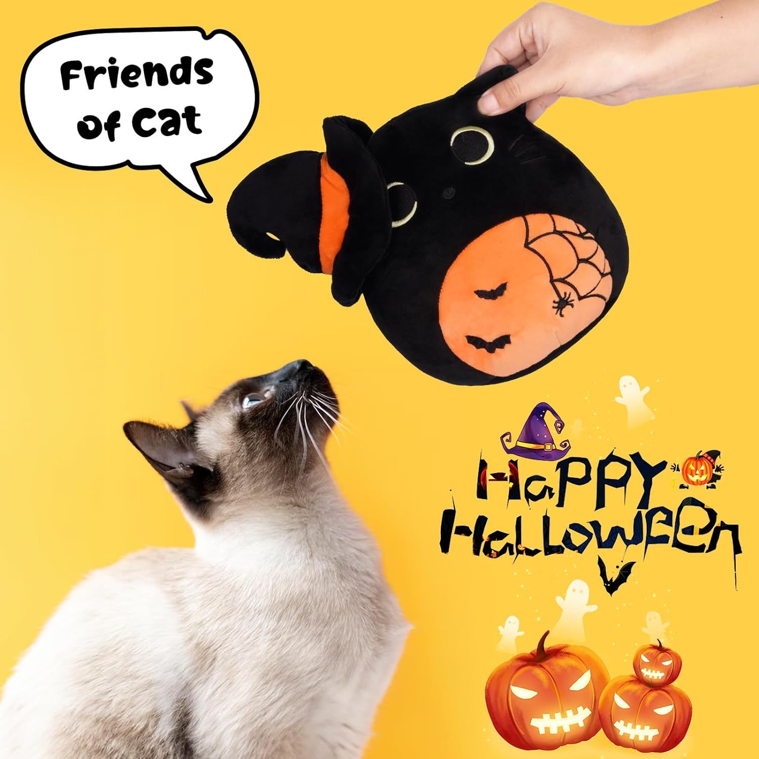 Halloween Stuffed Halloween Black Cat Doll Toy for All Ages