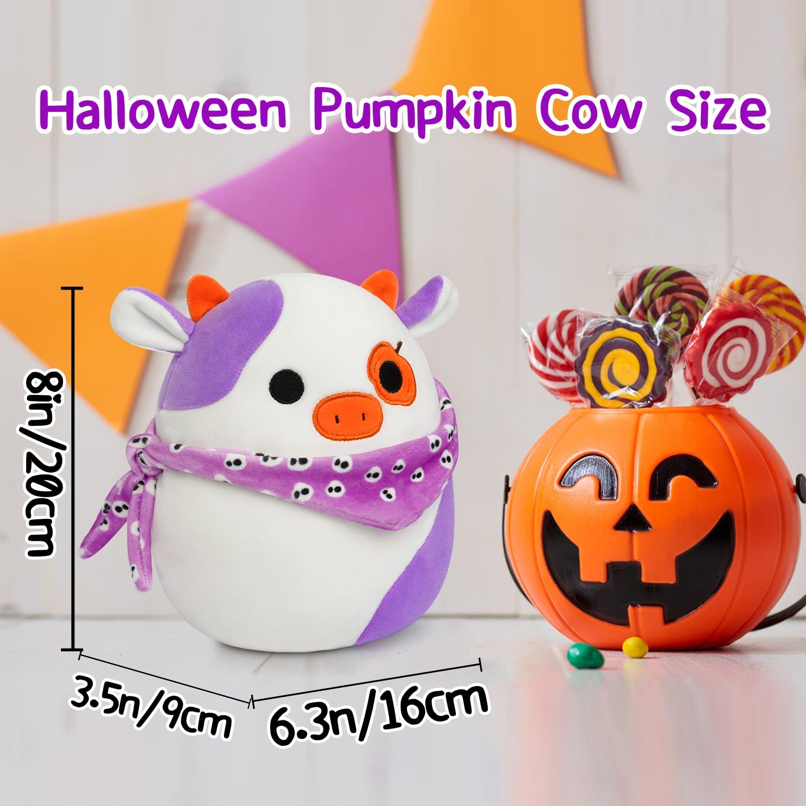 8in Cow Stuffed Animal Halloween Gift for Kids Birthday