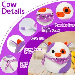 8in Cow Stuffed Animal Halloween Gift for Kids Birthday