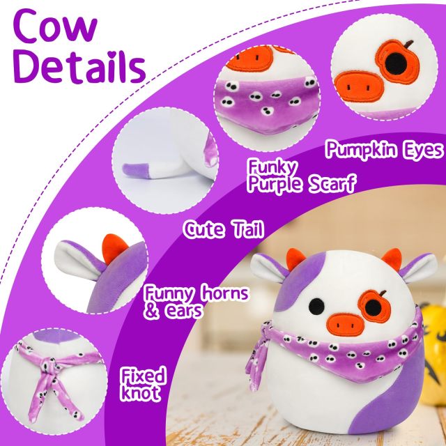 8in Cow Stuffed Animal Halloween Gift for Kids Birthday