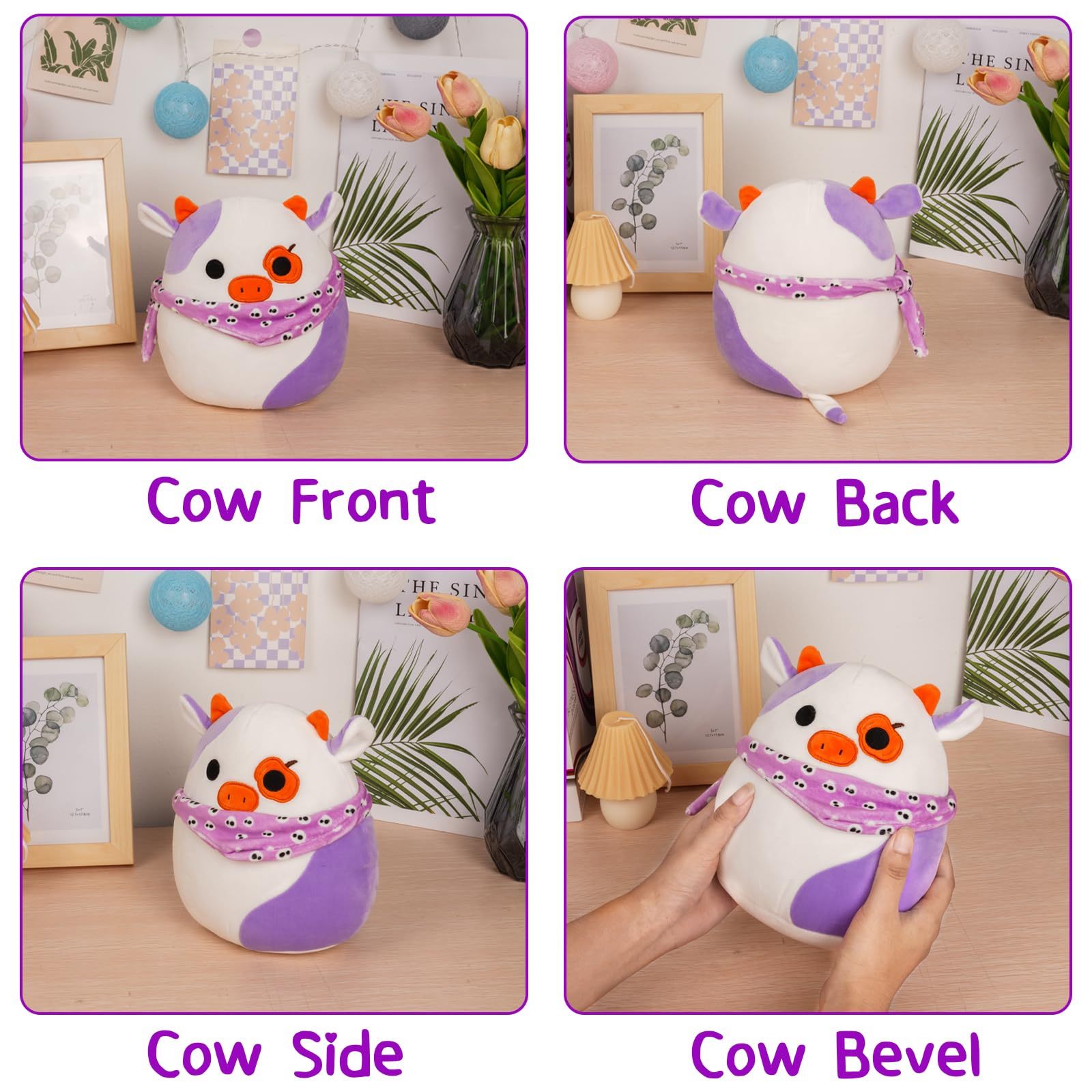 8in Cow Stuffed Animal Halloween Gift for Kids Birthday