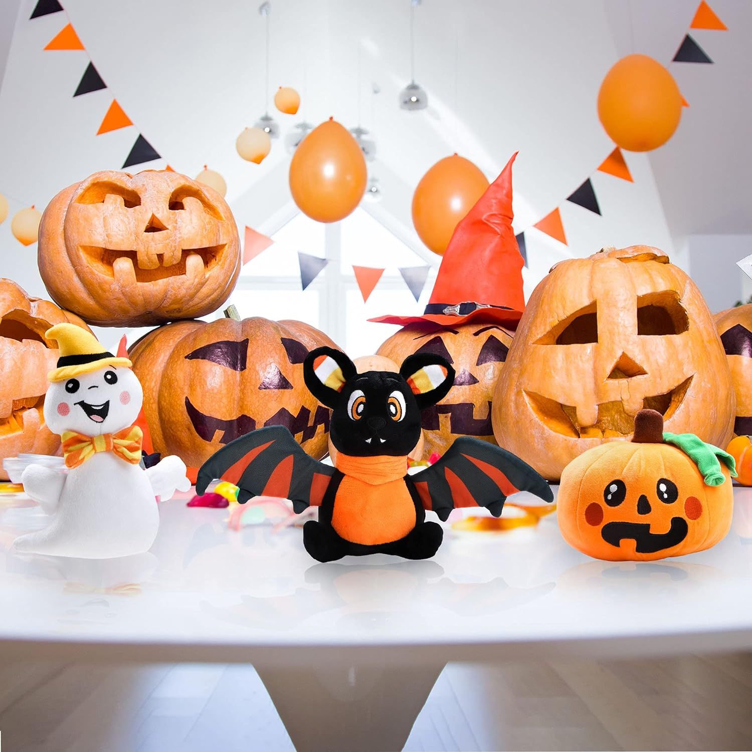 3 Pieces Stuffed Plush Dolls (Ghost, Pumpkin and Bat) Suitable for Party Gifts