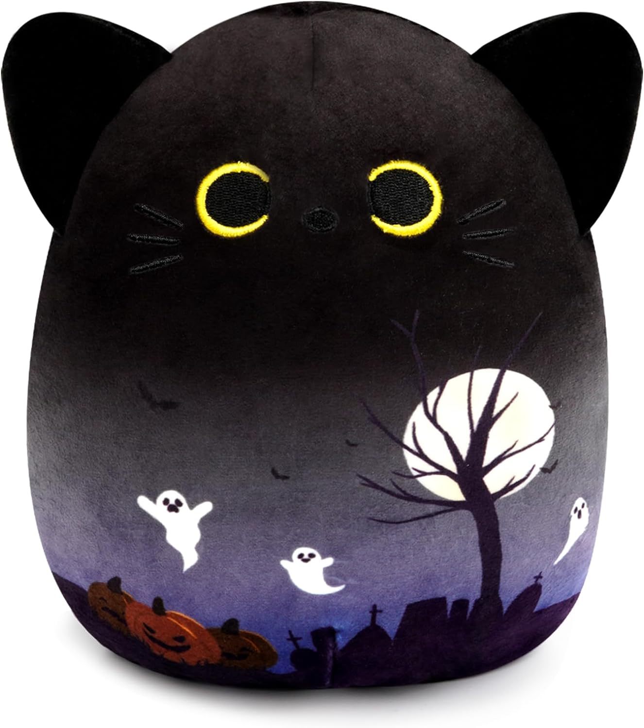 Kawaii Halloween Black Cat Stuffed Animal Soft Stuffed Cat Pillow Doll Gift for Kids