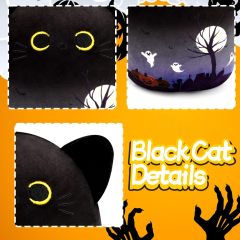 Kawaii Halloween Black Cat Stuffed Animal Soft Stuffed Cat Pillow Doll Gift for Kids