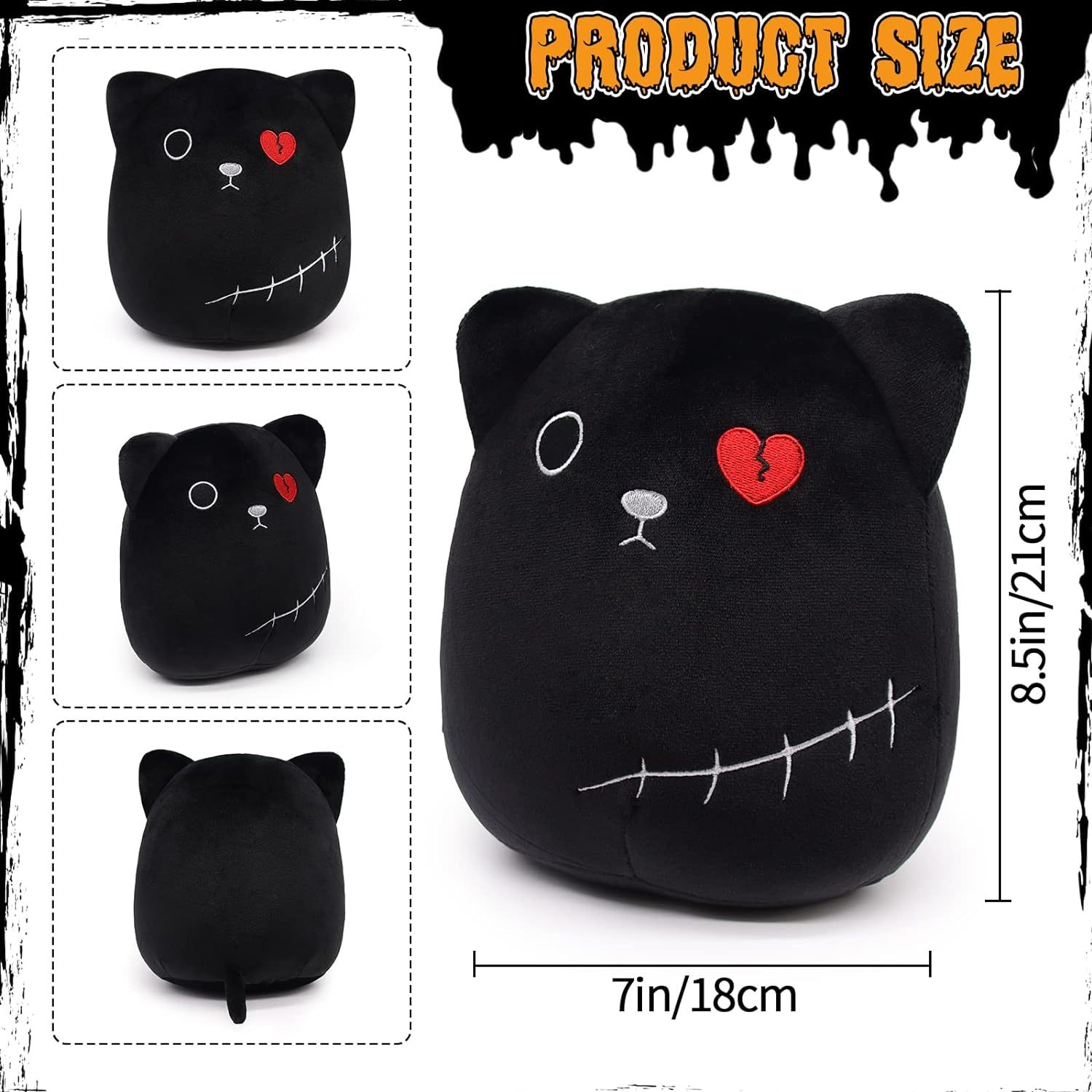 8 inch Halloween stuffed Animals Plush Cat Toys for kids