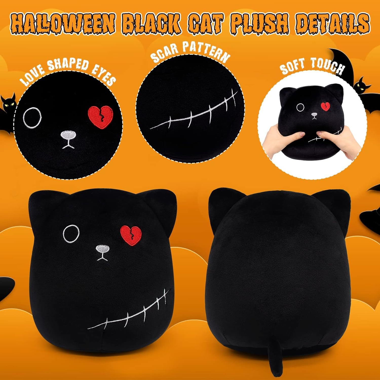 8 inch Halloween stuffed Animals Plush Cat Toys for kids