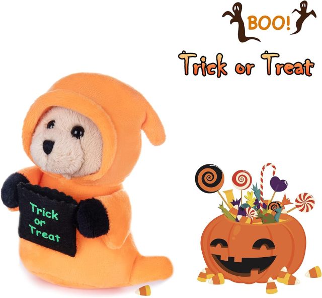 9" Devil Stuffed Animal Teddy Bear Plush Ghost Stuffed Devil Toy with Pumpkin