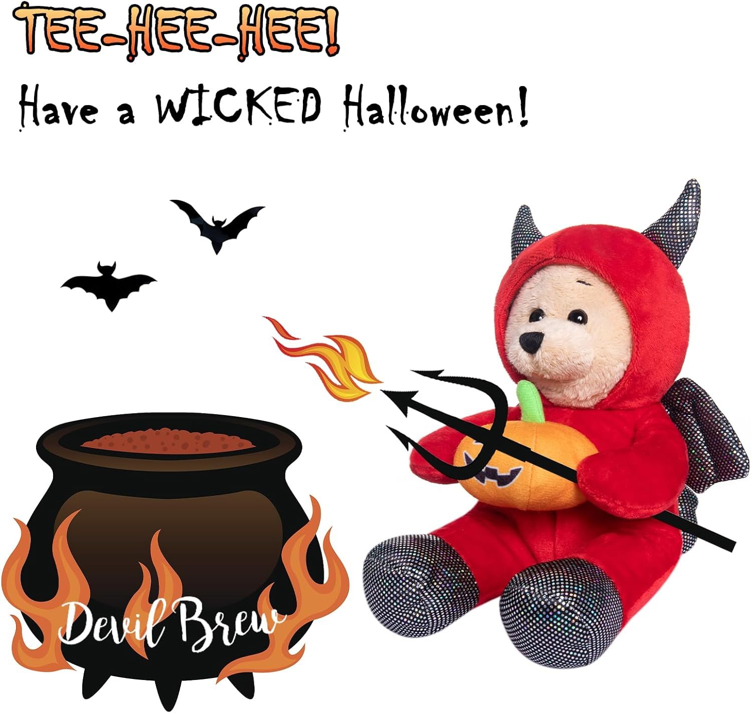 9" Devil Stuffed Animal Teddy Bear Plush Ghost Stuffed Devil Toy with Pumpkin