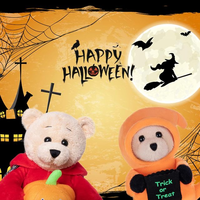 9" Devil Stuffed Animal Teddy Bear Plush Ghost Stuffed Devil Toy with Pumpkin