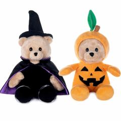9" Halloween Stuffed Animal Plush Teddy Bear Witch Pumpkin Plush Toy With Fliptable Hats