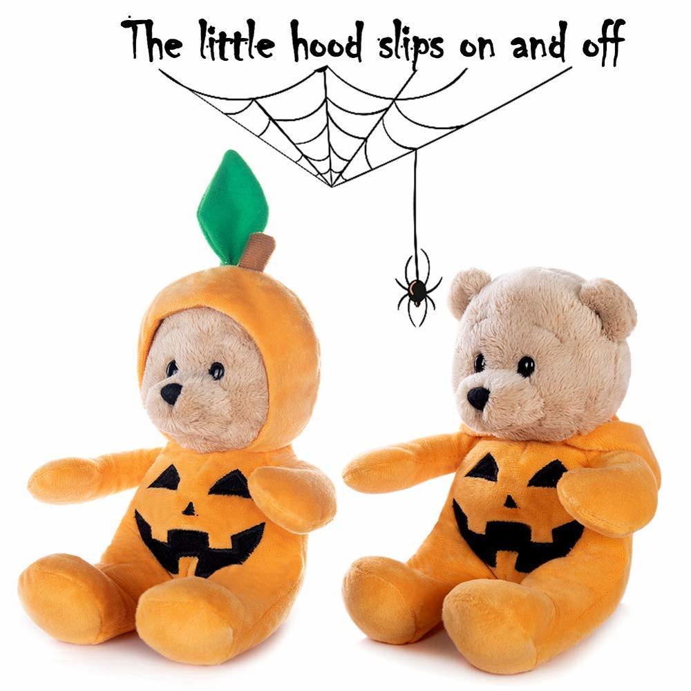 9" Halloween Stuffed Animal Plush Teddy Bear Witch Pumpkin Plush Toy With Fliptable Hats
