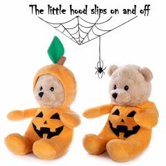 9" Halloween Stuffed Animal Plush Teddy Bear Witch Pumpkin Plush Toy With Fliptable Hats