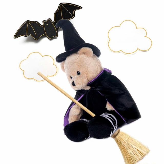9" Halloween Stuffed Animal Plush Teddy Bear Witch Pumpkin Plush Toy With Fliptable Hats