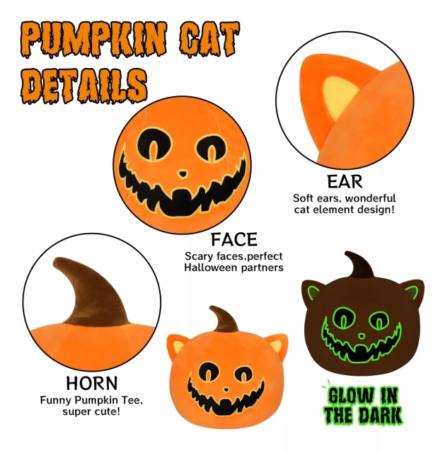Cute Fluorescent Stuffed Super Soft Pumpkin  Plush Toy