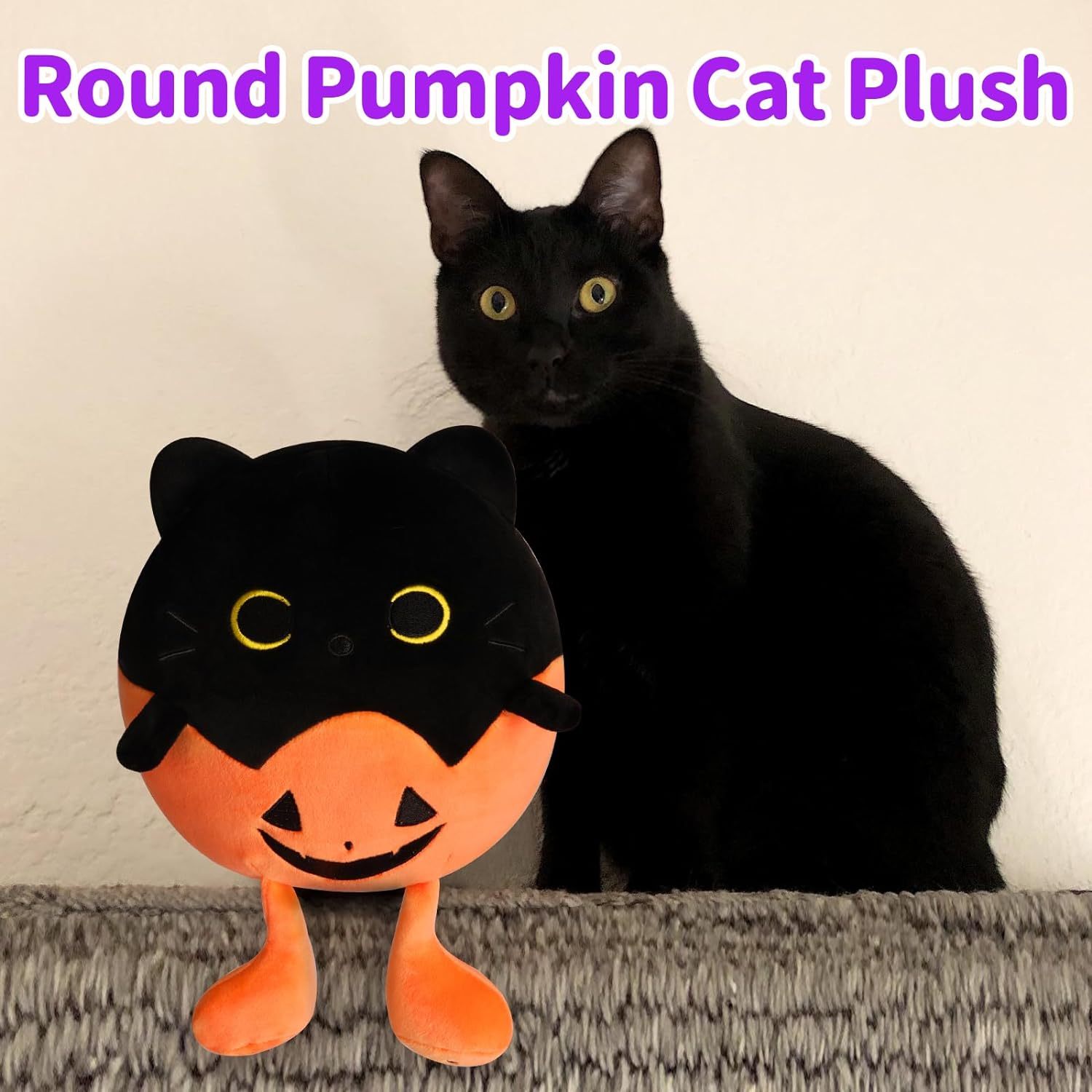 Soft Pumpkin Cat Stuffed Toy for Children Halloween Decoration