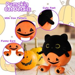 Soft Pumpkin Cat Stuffed Toy for Children Halloween Decoration