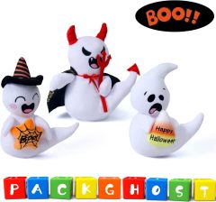 Pack of 3 Hang-able Squishy Plush Toys Hungry Ghost Halloween Stuffed Animals