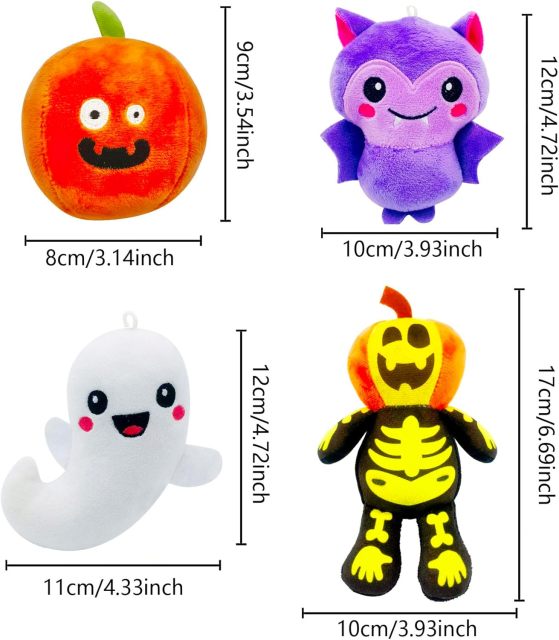 6 Pack Halloween Stuffed Plush Set Soft Pumpkin Toys Gift for Kids Girls Party Favors