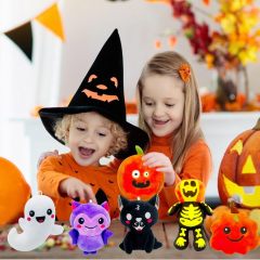 6 Pack Halloween Stuffed Plush Set Soft Pumpkin Toys Gift for Kids Girls Party Favors