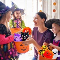 6 Pack Halloween Stuffed Plush Set Soft Pumpkin Toys Gift for Kids Girls Party Favors