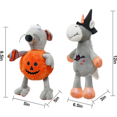 3 Halloween Bunny Plush Cuddly Rat Bear Stuffed Animals 9.5” Cute Plush Toys