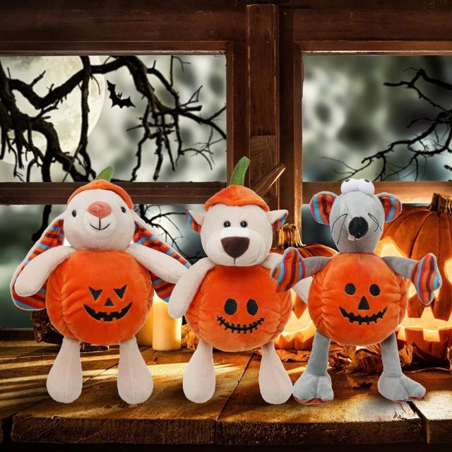 3 Halloween Bunny Plush Cuddly Rat Bear Stuffed Animals 9.5” Cute Plush Toys