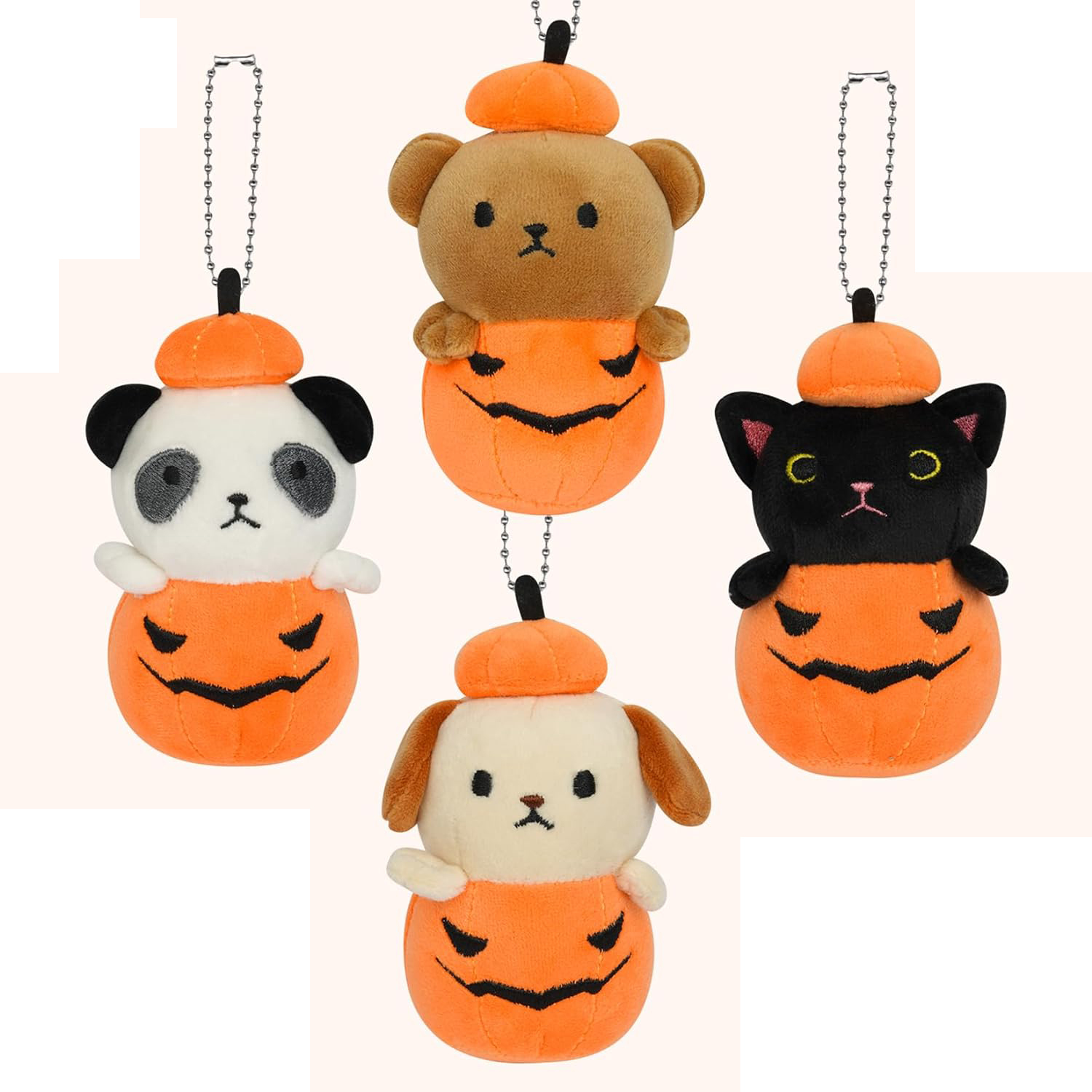 Halloween Pumpkin Stuffed Animal Keychain 4 pcs Plush Pumpkin Set