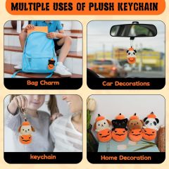 Halloween Pumpkin Stuffed Animal Keychain 4 pcs Plush Pumpkin Set