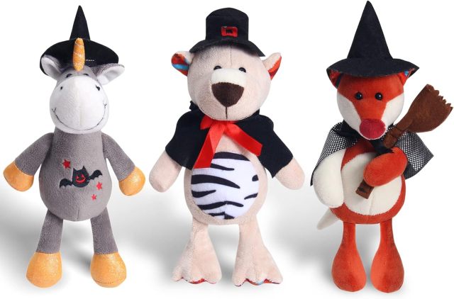 Pack of 3 Halloween Squishy Bear Cuddly Plush Fox Unicorn Stuffed Animals 12”Cute Plush Toys Collection