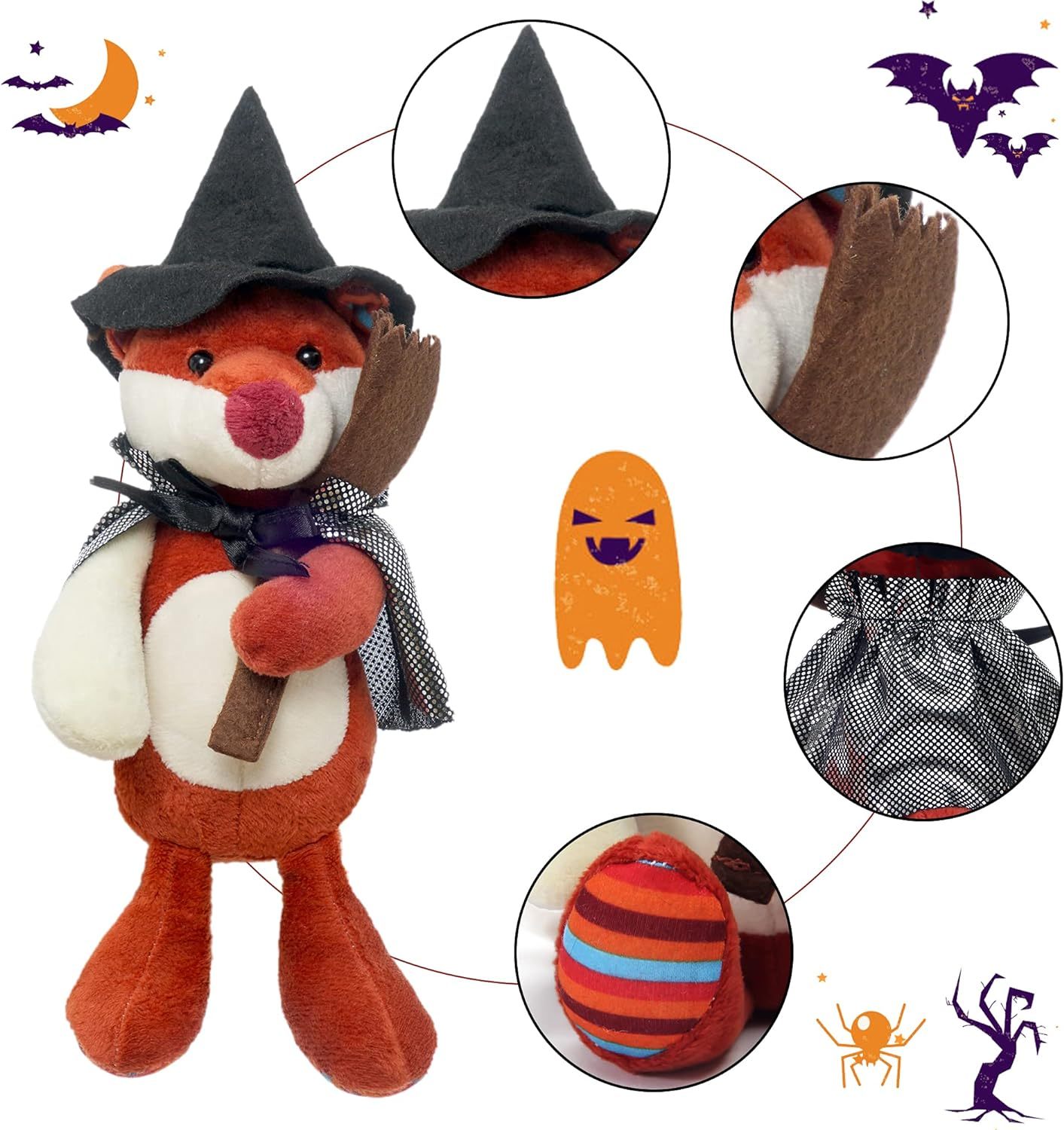 Pack of 3 Halloween Squishy Bear Cuddly Plush Fox Unicorn Stuffed Animals 12”Cute Plush Toys Collection