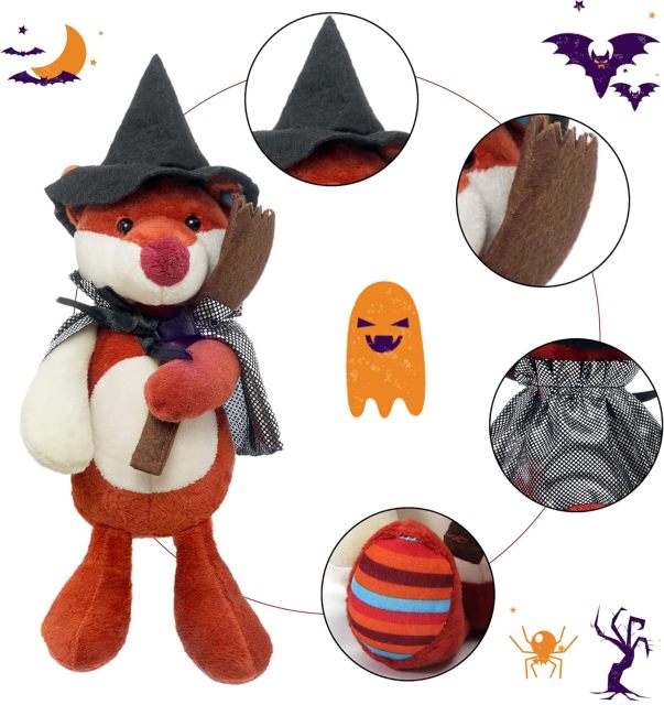Pack of 3 Halloween Squishy Bear Cuddly Plush Fox Unicorn Stuffed Animals 12”Cute Plush Toys Collection