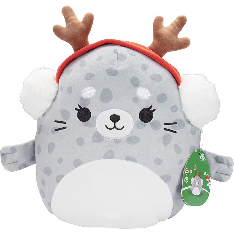 10" Soft Squishy Seal Stuffed Animal Toy Spotted Seal with Earmuffs Winter Plush