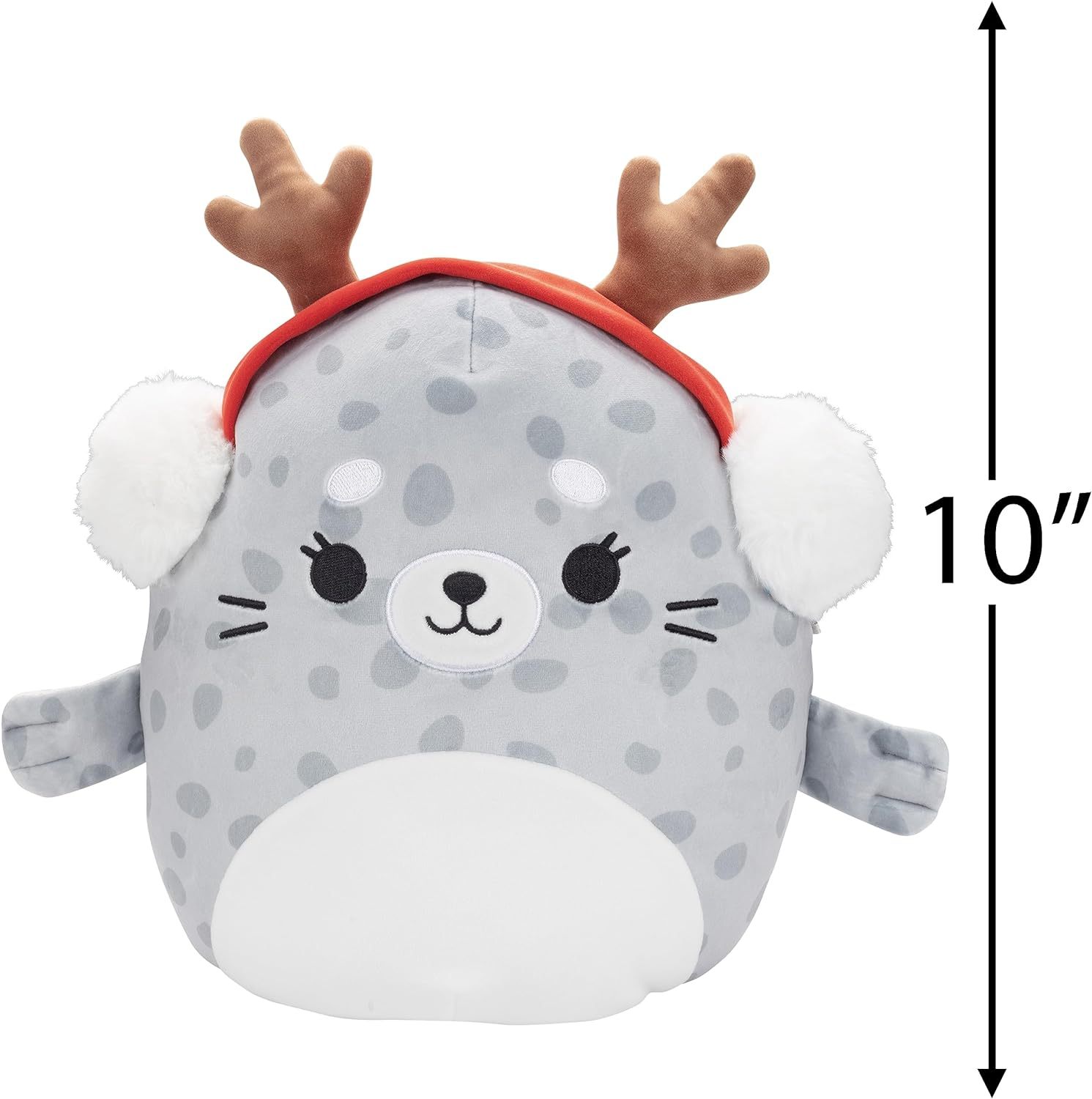 10" Soft Squishy Seal Stuffed Animal Toy Spotted Seal with Earmuffs Winter Plush