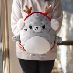 10" Soft Squishy Seal Stuffed Animal Toy Spotted Seal with Earmuffs Winter Plush