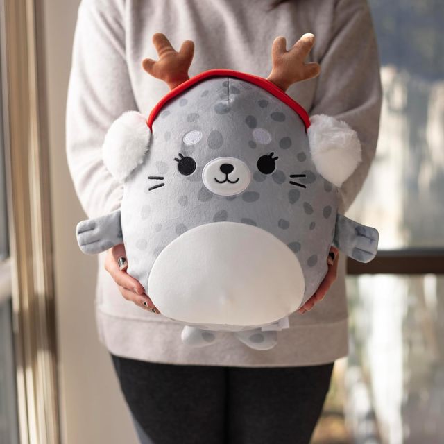 10" Soft Squishy Seal Stuffed Animal Toy Spotted Seal with Earmuffs Winter Plush