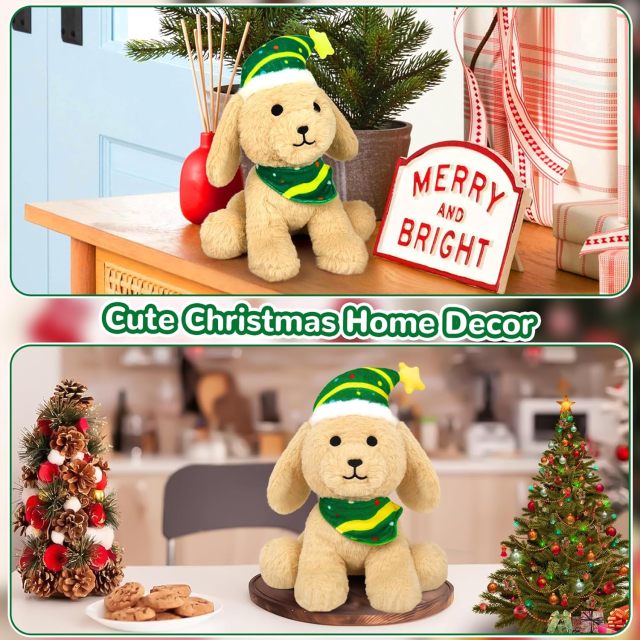 Christmas Stuffed Animal Cute Plush Dog Puppy Doll for Kids Boys Girls
