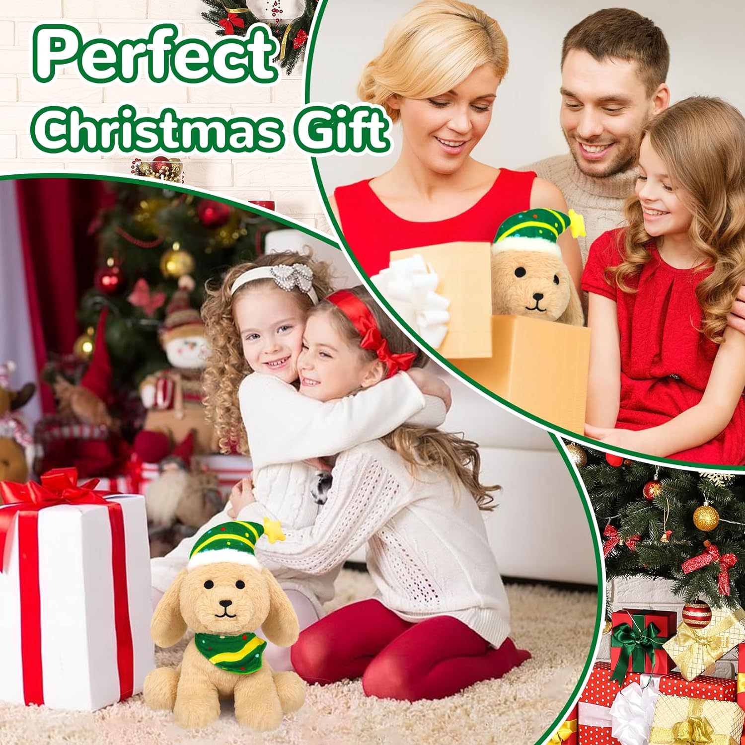 Christmas Stuffed Animal Cute Plush Dog Puppy Doll for Kids Boys Girls