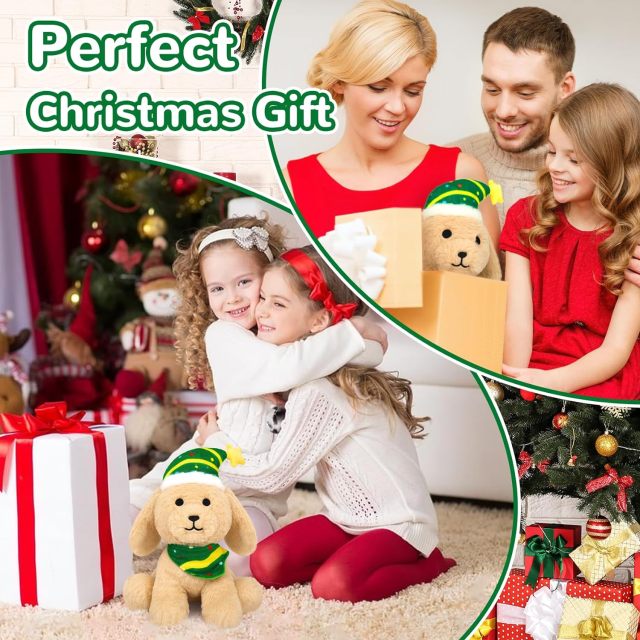Christmas Stuffed Animal Cute Plush Dog Puppy Doll for Kids Boys Girls