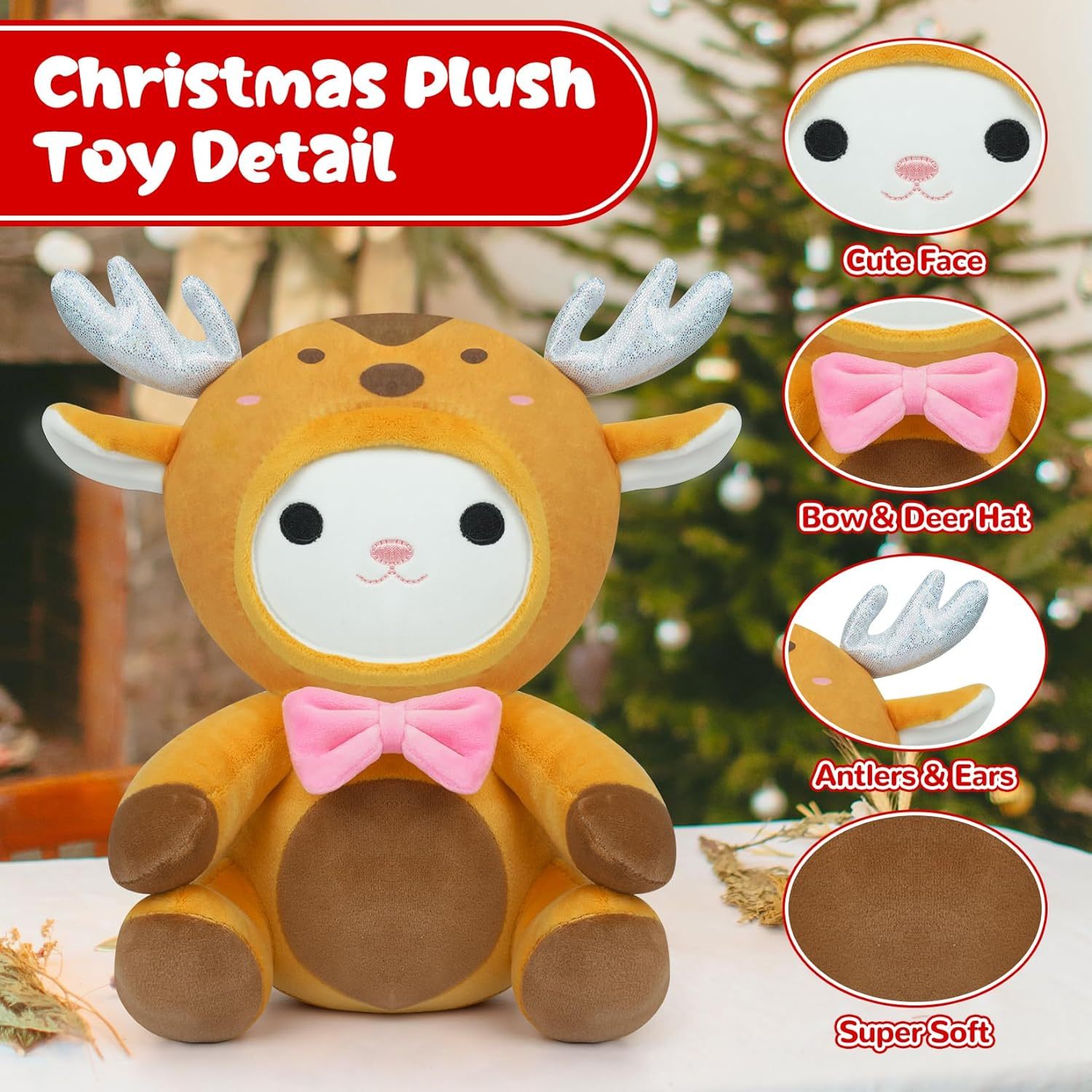 9in Christmas Cat Plush Xmas Cat Stuffed Animals Doll Toys