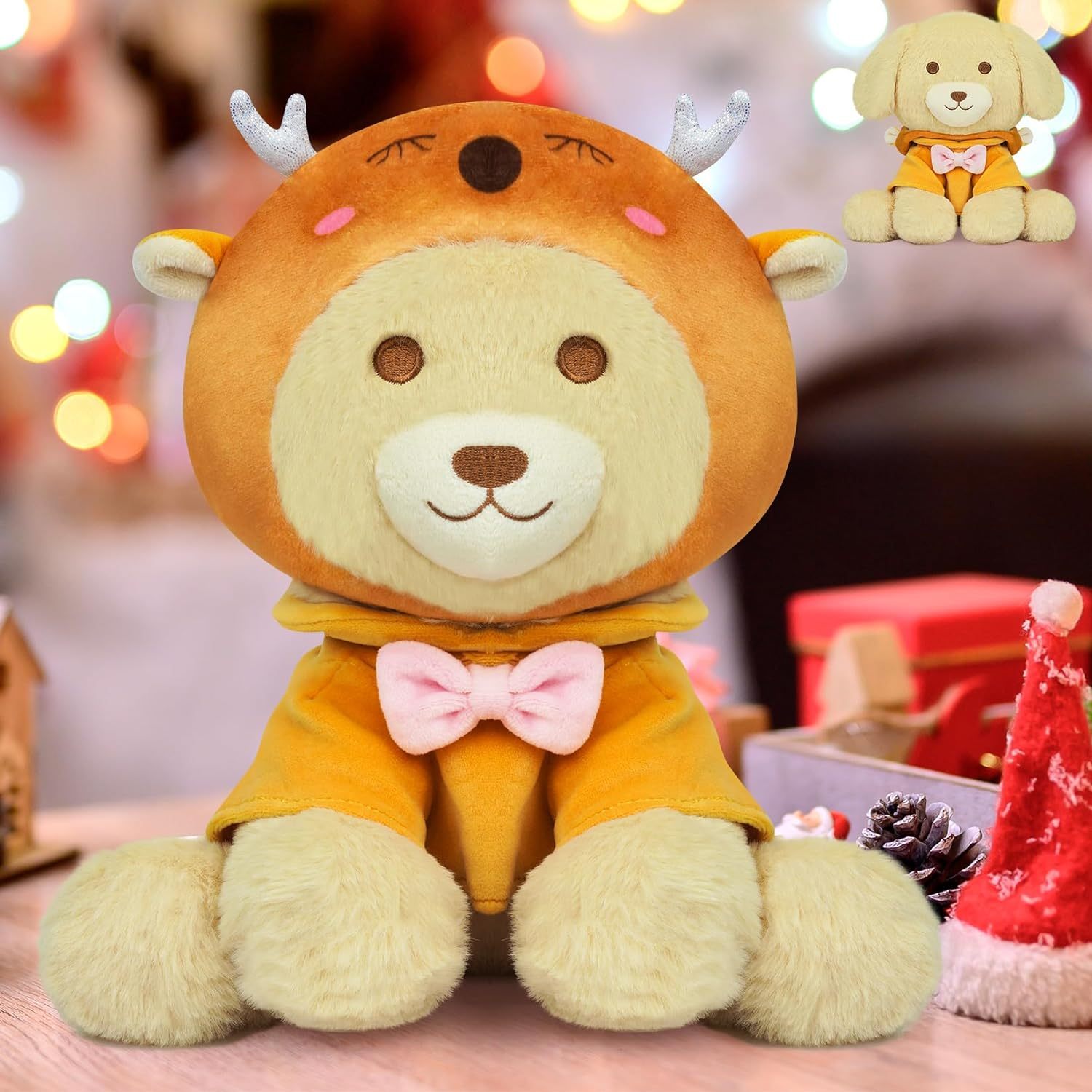 9in Christmas Plush Dog Reindeer Elk Plush Kawaii Stuffed Dog Doll Toy