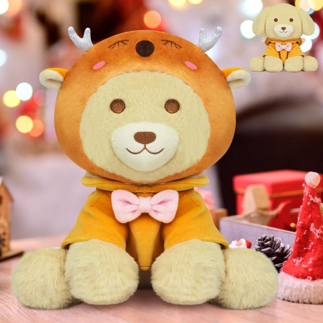 9in Christmas Plush Dog Reindeer Elk Plush Kawaii Stuffed Dog Doll Toy