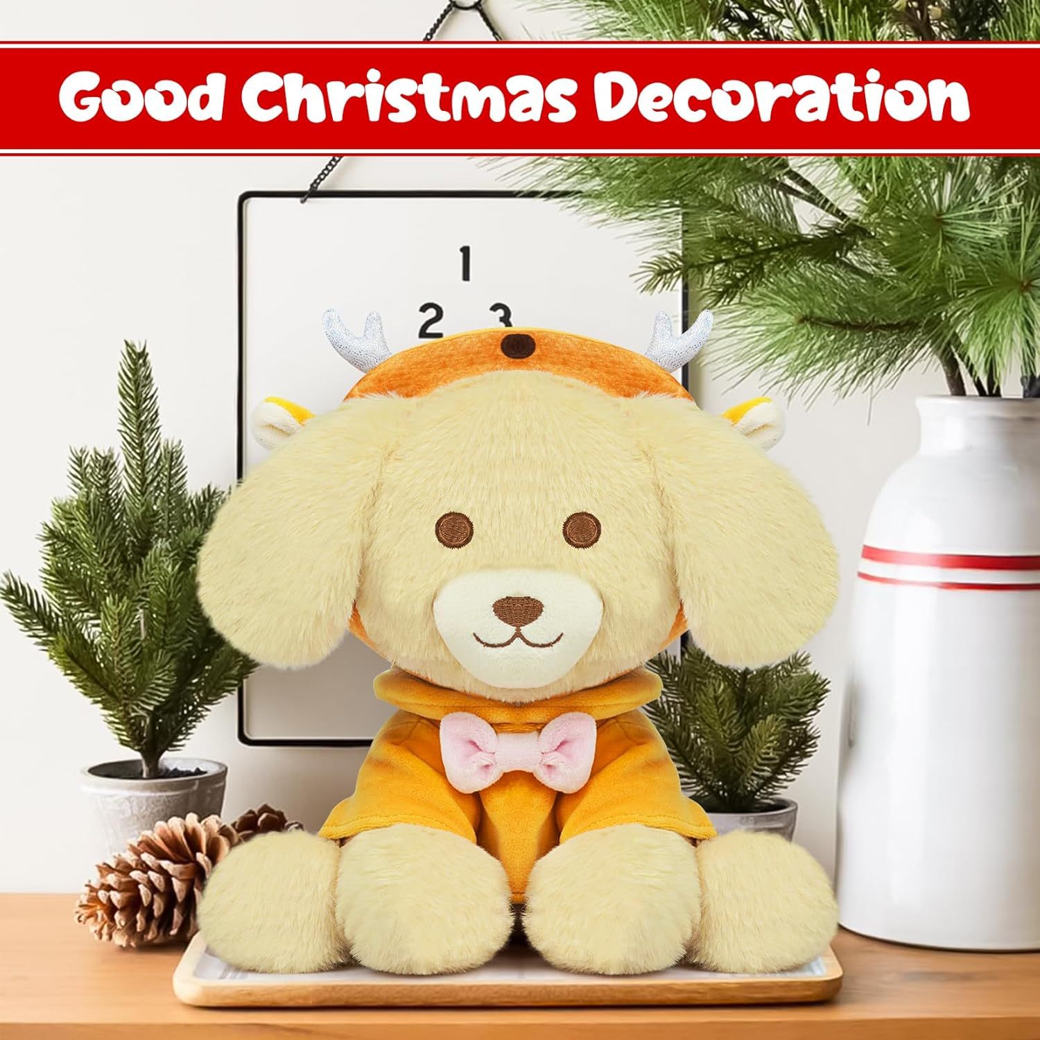 9in Christmas Plush Dog Reindeer Elk Plush Kawaii Stuffed Dog Doll Toy